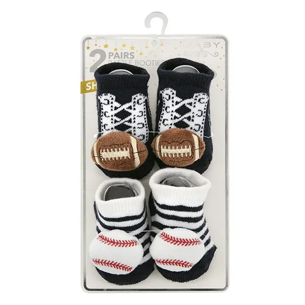 Sports Baby Boy Rattle Booties 2 pack