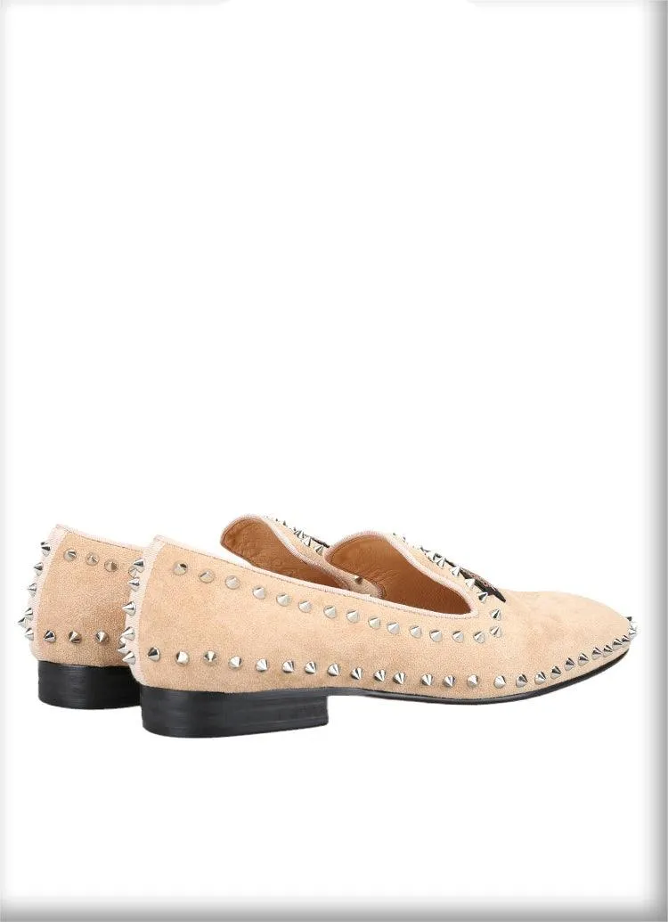 Suede Loafers With Spikes - Men Shoes