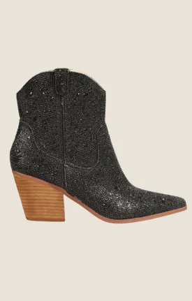 Tamara Black Rhinestone Booties