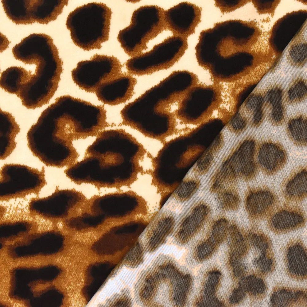 Toffee Brown-Black-Multi Cheetah Printed Activewear Jersey Knit Fabric