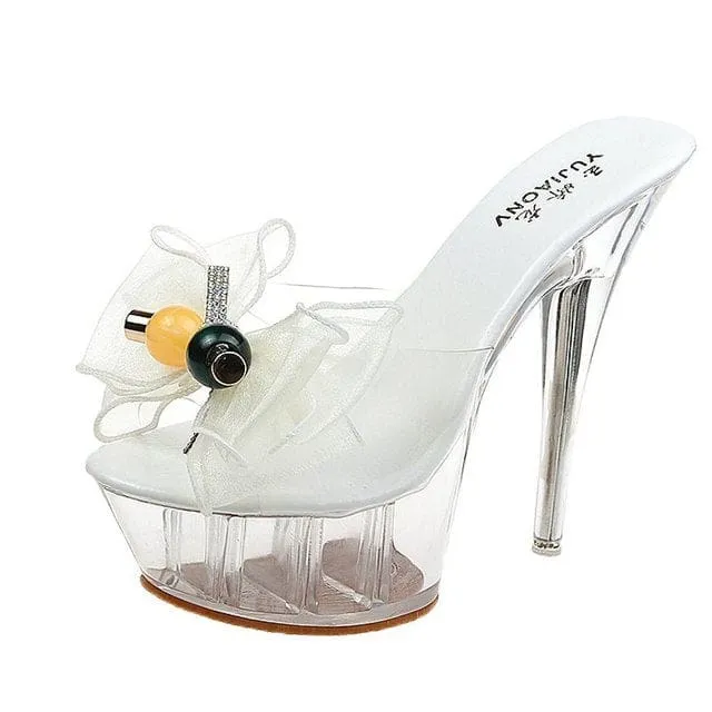 Transparent Modern Summer Outdoor Peep Toe Super Sexy High Heels