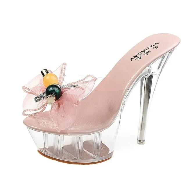 Transparent Modern Summer Outdoor Peep Toe Super Sexy High Heels