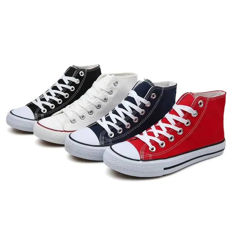 Unisex High-Top Canvas Sneakers – Breathable, Lightweight, Casual Lace-Up Vulcanized Shoes for All Seasons