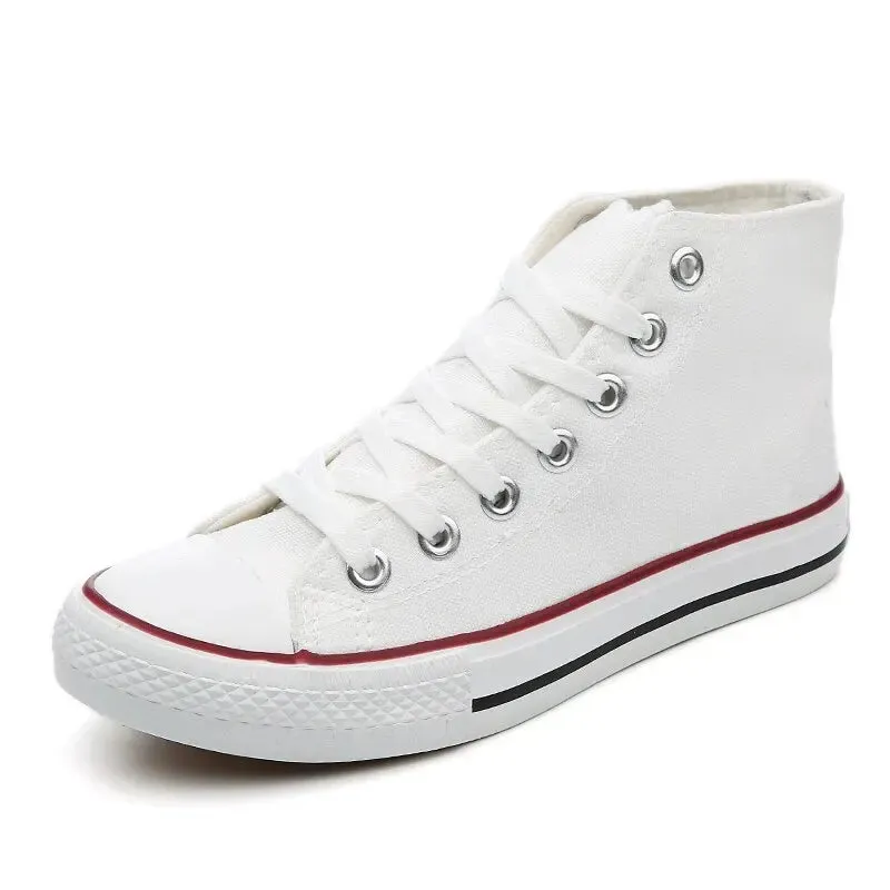 Unisex High-Top Canvas Sneakers – Breathable, Lightweight, Casual Lace-Up Vulcanized Shoes for All Seasons