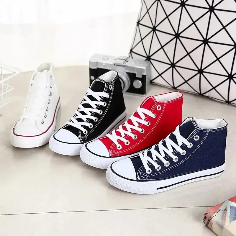 Unisex High-Top Canvas Sneakers – Breathable, Lightweight, Casual Lace-Up Vulcanized Shoes for All Seasons