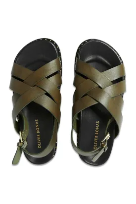 Weave Studded Leather Sandals