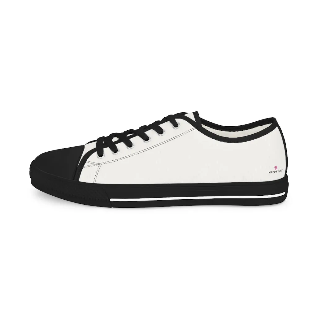 White Color Men's Sneakers, Best Solid White Color Men's Low Top Sneakers Running Canvas Shoes