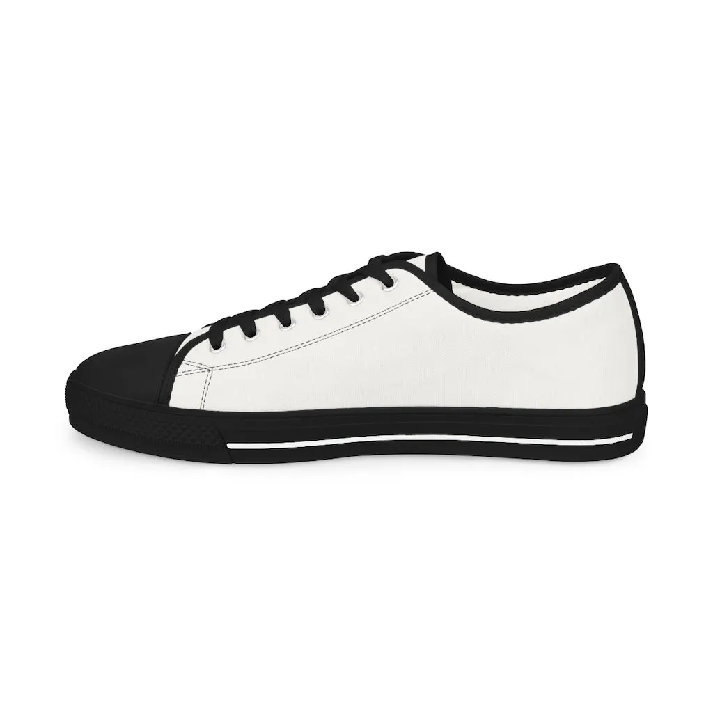 White Color Men's Sneakers, Best Solid White Color Men's Low Top Sneakers Running Canvas Shoes