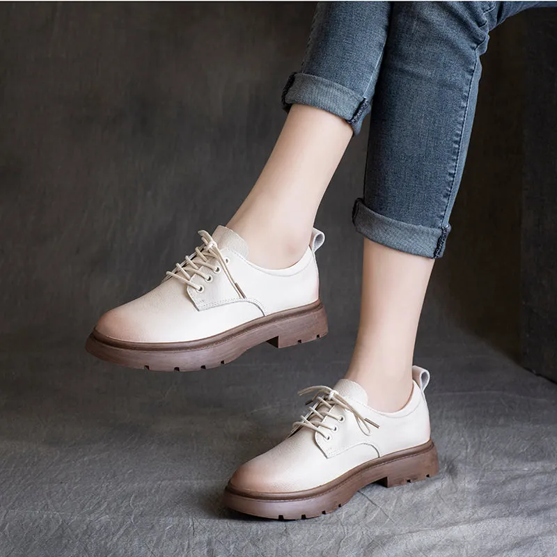 Women Flat Retro Leather Casual Shoes