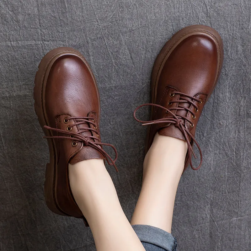 Women Flat Retro Leather Casual Shoes