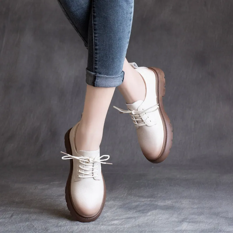 Women Flat Retro Leather Casual Shoes