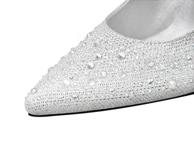 Women's rhinestone glitter pointe toe wedding pumps