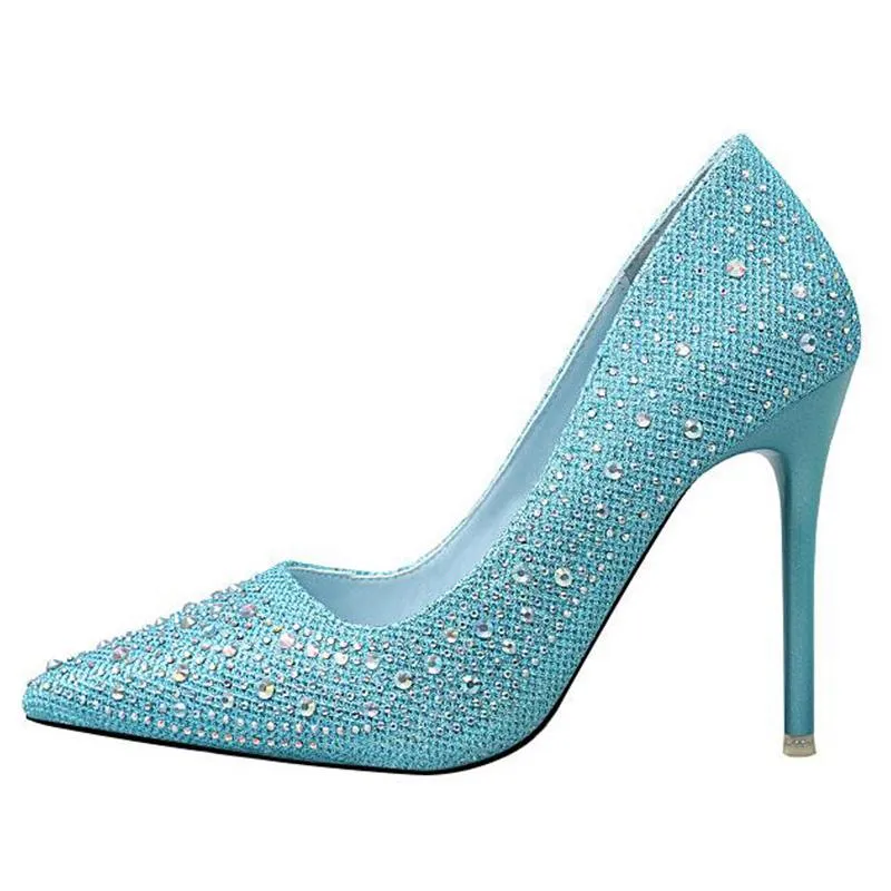 Women's rhinestone glitter pointe toe wedding pumps