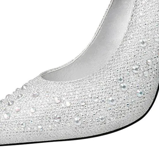 Women's rhinestone glitter pointe toe wedding pumps