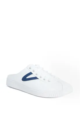 Women's White and Navy Easy Nylite Canvas Sneakers