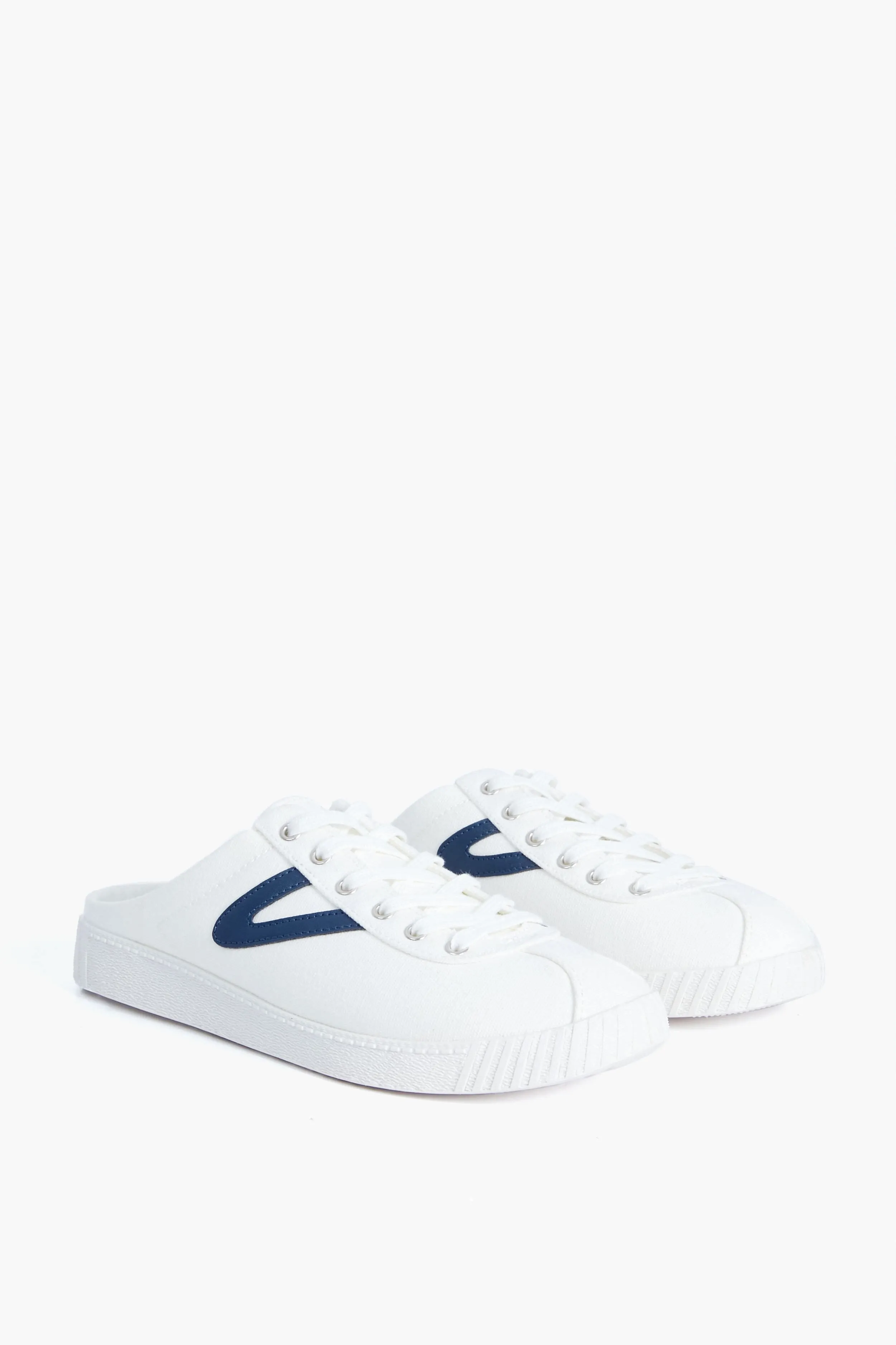 Women's White and Navy Easy Nylite Canvas Sneakers