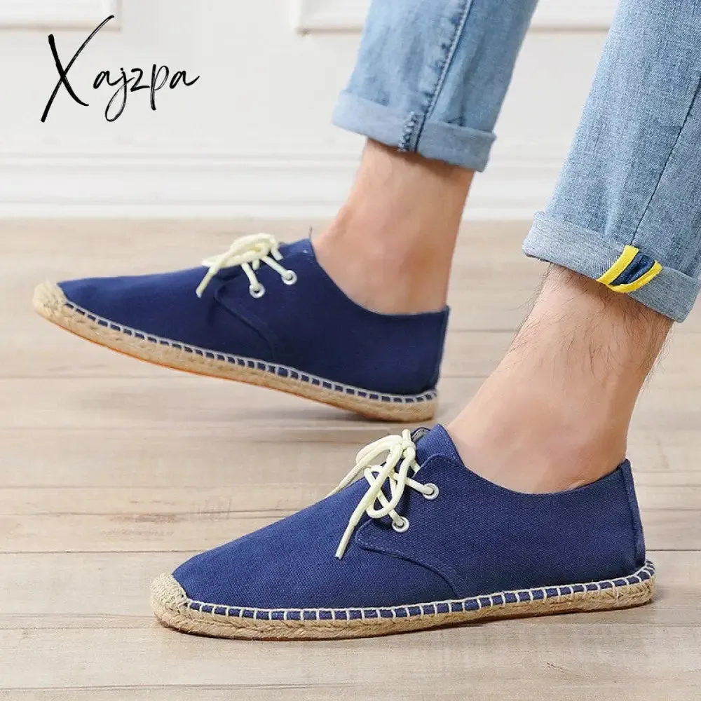 Xajzpa - Men's Hemp Insole Black and White Summer Fisherman's Casual Shoes National Style Men's Hemp Soled Shoes Flat Soled Shoes