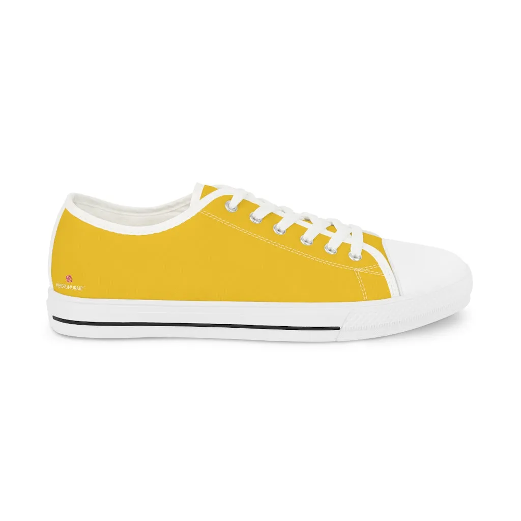 Yellow Solid Color Men's Shoes, Best Men's Yellow Color Low Top Sneakers, Modern Must Have Essential Solid Color Tennis Shoes For Men