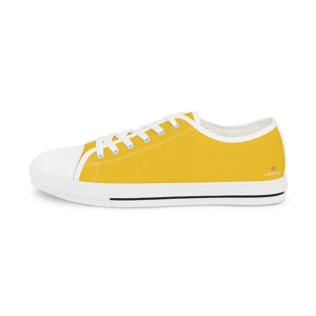 Yellow Solid Color Men's Shoes, Best Men's Yellow Color Low Top Sneakers, Modern Must Have Essential Solid Color Tennis Shoes For Men