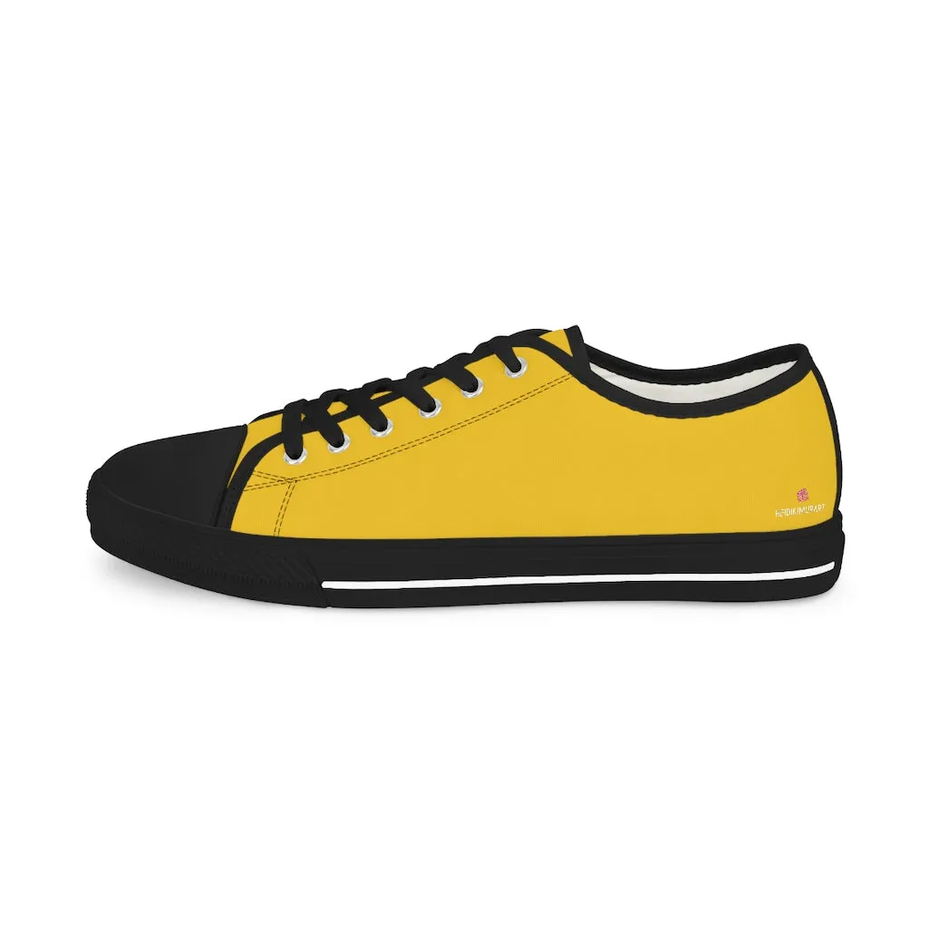 Yellow Solid Color Men's Shoes, Best Men's Yellow Color Low Top Sneakers, Modern Must Have Essential Solid Color Tennis Shoes For Men